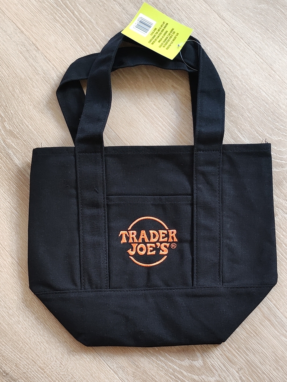 Black Canvas Mini Tote Bag with Orange Logo